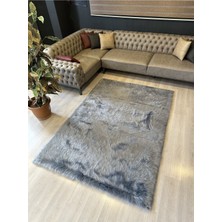 All Star Carpet Kuzu Post Peluş Premium Uzun Tüylü Yumuşacık Halı Buz Mavi-Gri