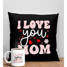 Bk Gift Anneler Günü Tasarımlı Siyah Kırlent Yastık ve Kupa Seti, Anneye Hediye, Ev Dekorasyonu, Anneler Günü Hediyesi-2