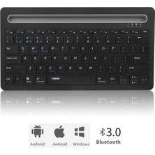 Coverzone Bluetooth 3.0 Ultra Ince Klavye Şarjlı Multi Device Mac/win/android/ios Uyumlu Tablet Standlı Kablosuz Klavye K6100