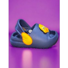 Calx Çocuk Lacivert Renk Civciv Figürlü Yeezy Önü Açık Kaydırmaz Sandalet Crocs Terlik