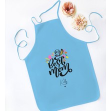 Bk Gift Kişiye Özel Isimli Anneler Günü Tasarımlı Mavi Mutfak Önlüğü, Aşçı Önlüğü, Şef Önlüğü, Anneye Hediye-17