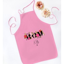 Bk Gift Kişiye Özel Isimli Anneler Günü Tasarımlı Pembe Mutfak Önlüğü, Aşçı Önlüğü, Şef Önlüğü, Anneye Hediye-13