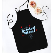 Bk Gift Kişiye Özel Isimli Anneler Günü Tasarımlı Siyah Mutfak Önlüğü, Aşçı Önlüğü, Şef Önlüğü, Anneye Hediye-22