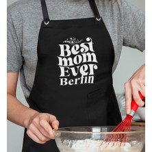 Bk Gift Kişiye Özel Isimli Anneler Günü Tasarımlı Profesyonel Siyah Mutfak Önlüğü, Aşçı Önlüğü, Şef Önlüğü, Anneye Hediye-1