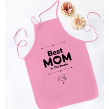 Bk Gift Kişiye Özel Isimli Anneler Günü Tasarımlı Pembe Mutfak Önlüğü, Aşçı Önlüğü, Şef Önlüğü, Anneye Hediye-15