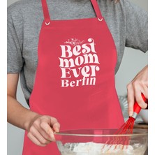 Bk Gift Kişiye Özel Isimli Anneler Günü Tasarımlı Profesyonel Kırmızı Mutfak Önlüğü, Aşçı Önlüğü, Şef Önlüğü, Anneye Hediye-11