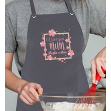 Bk Gift Kişiye Özel Isimli Anneler Günü Tasarımlı Profesyonel Antrasit Mutfak Önlüğü, Aşçı Önlüğü, Şef Önlüğü, Anneye Hediye-17