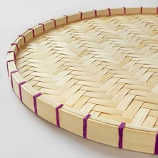 IKEA Yuvarlak Bambu Tepsi 40 Cm Meridyendukkan El Yapımı-Bambu Dekoratif Sunumluk Tepsi