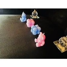 Via De Luna Ayıcık Desenli ve Mini Bubble Mum (Kına, Nişan, Bebek, Organizasyon) 4'lü Set ( Pembe - Mavi )