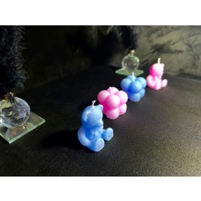 Via De Luna Ayıcık Desenli ve Mini Bubble Mum (Kına, Nişan, Bebek, Organizasyon) 4'lü Set ( Pembe - Mavi )