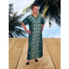 Boutique Venüs Taş Baskı Desenli Pamuklu Elbise - Yeşil Renk - S Beden