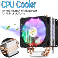 Teenspirit 【smartchoice】 Lga 775 1155 1151 1150 1366 Amd Için Süper Sessiz LED Rgb Fan Cpu Soğutucu Isı Borusu (Yurt Dışından)