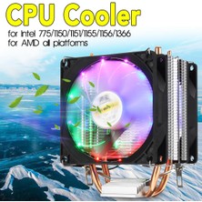 Teenspirit 【smartchoice】 Lga 775 1155 1151 1150 1366 Amd Için Süper Sessiz LED Rgb Fan Cpu Soğutucu Isı Borusu (Yurt Dışından)