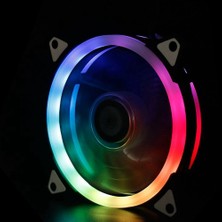 Teenspirit Rgb Kasa Fanı 12CM Soğutma Statik Fan Çift Diyaframlı Renk Değişen Güneş Tutulması Fanı (Yurt Dışından)