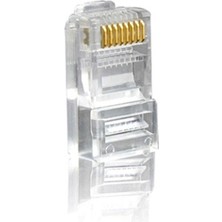 Teenspirit 50X RJ45 CAT5E Cat6 Ağ Lan Patch Kablo Ucu Sıkma Fiş Konnektörü Gold Pimler - Şeffaf (Yurt Dışından)