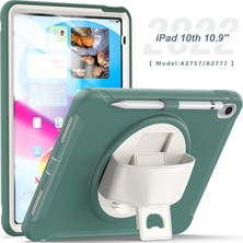 Xhappy iPad 10 Nesil Koruyucu Kılıf 2022 Her Şey Dahil Tpu Düşme Önleyici 10,9 Inç Braket El Kayışı Mat Düz Kılıf (Yurt Dışından)