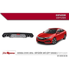 Niken Honda Cıvıc 2016-  Difüzör Gri Çift Eksoz