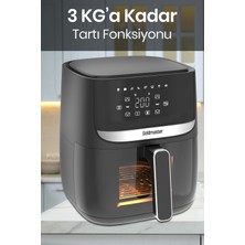 Goldmaster Bella 1700W Xl Dokunmatik Cam Kapaklı Hazne Aydınlatmalı 3kg Tartı Fonksiyonlu Airfryer Sıcak Hava Fritözü