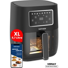 Goldmaster Versay 1700W Xl Dokunmatik 8 Ön Ayarlı Cam Kapaklı Hazne Aydınlatmalı Airfryer Sıcak Hava Fritözü