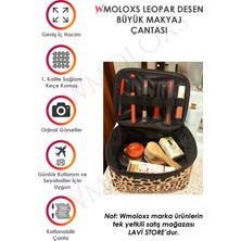 Leopar Kozmetik Makyaj Çantası Organizer Şeffaf Bölmeli Seyahat Tipi Büyük Boy Makyaj Düzenleyici