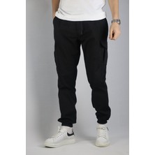 İnpool Siyah Erkek Oversize Jogger Bel ve Paça Lastikli Kargo Cepli Pantolon