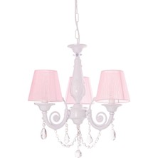 Umur Aydınlatma Senay 3'Lü Beyaz Pembe Abajurlu Minimalist Avize