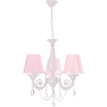 Umur Aydınlatma Senay 3'Lü Beyaz Pembe Abajurlu Minimalist Avize