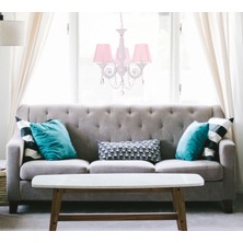 Umur Aydınlatma Senay 3'Lü Beyaz Pembe Abajurlu Minimalist Avize