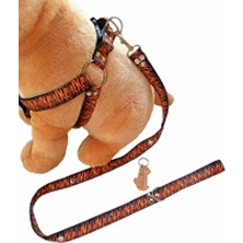 Balkonda Köpek göğüs tasması kayışlı takım kolon kumaş kaplan desen genişlik:2,5cm göğüs ölçüsü:45-85cm/ gezdirme kayışı:120cm dog harness TB3-5