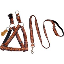 Balkonda Köpek göğüs tasması kayışlı takım kolon kumaş kaplan desen genişlik:2,5cm göğüs ölçüsü:45-85cm/ gezdirme kayışı:120cm dog harness TB3-5