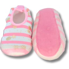 First Step Ananas Baskılı Varak Pembe Kız Çocuk Kaydırmaz Tabanlı Deniz AYAKKABISI-F-7018