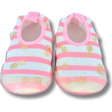 First Step Ananas Baskılı Varak Pembe Kız Çocuk Kaydırmaz Tabanlı Deniz AYAKKABISI-F-7018