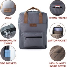 Ramsburry Unisex Siyah Su Geçirmez Imperteks Kumaş 15.6 Inç Laptop Bölmeli Sırt Çantası
