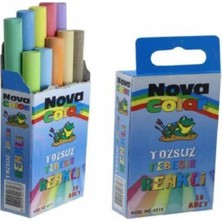 Nova Color 10'lu Renkli Tozsuz Tebeşir 2 Paket Karışık Renkler Standart Ölçülerle