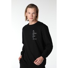 Defy's Erkek Baskılı Sweatshirt Siyah - S