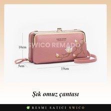 Swico Remado Kadın Vintage Çiçek Nakış Çapraz Telefon Çantası (Yurt Dışından)