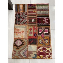 Burak Halı El Dokuma Patchwork 80X120 Küçük Ölçü %100 Yün Halı !