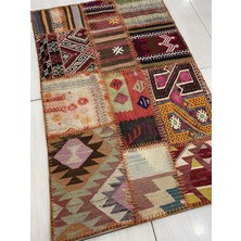 Burak Halı El Dokuma Patchwork 80X120 Küçük Ölçü %100 Yün Halı !