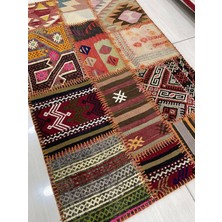 Burak Halı El Dokuma Patchwork 80X120 Küçük Ölçü %100 Yün Halı !