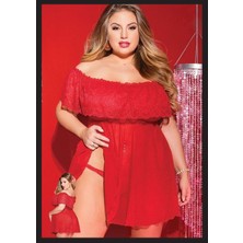 Tiessi Kadın Büyük Beden Dantel Detaylı Gecelik