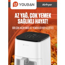 Youban  Air Fryer 3.5l Camlı Kırmızı Fritöz