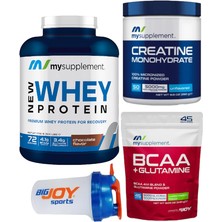 MySupplement Whey Protein Tozu Çikolata Aromalı 1728 Gr+Creatine Monohydrate Kreatin 250 Gr+Bcaa + Glutamine 540 gr Doypack  Bcaa Glutamin Amino Asit 45 Servis