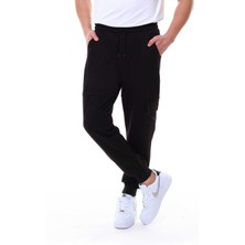 Garage Casual Wear Erkek Tek Alt Eşofman Cepli Manşetli Siyah