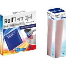 Roll Elast Ten Rengi Tıbbi Elastik Bandaj 20 cm x 3.5 m + Termojel Sıcak Soğuk Kompress 11 cm x 11 cm