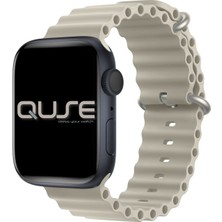 Quse Ocean Loop Silikon Kordon, Apple Watch Series SE/10/9/8/7/6/5/4/3 ile Uyumlu, 42mm/41mm/40mm/38mm, Yıldız Işığı