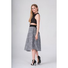 Narina Pamuklu Kumaştan Leopar Desenli Astarlı Yazlık Etek