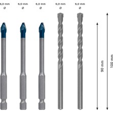 Bosch Expert Hex-9 Hardceramic Delme Ucu Karışık Seti 6 mm 5 Parça