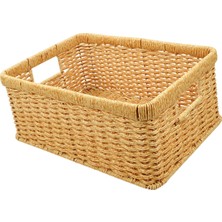 Kenan Rattan Sepeti Depolama Dikdörtgen Mutfak Rafı Çiftlik Evi Işığı 34X24X14CM (Yurt Dışından)