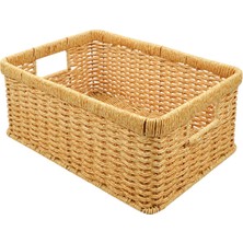 Kenan Rattan Sepeti Depolama Dikdörtgen Mutfak Rafı Çiftlik Evi Işığı 34X24X14CM (Yurt Dışından)