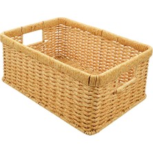 Kenan Rattan Sepeti Depolama Dikdörtgen Mutfak Rafı Çiftlik Evi Işığı 34X24X14CM (Yurt Dışından)